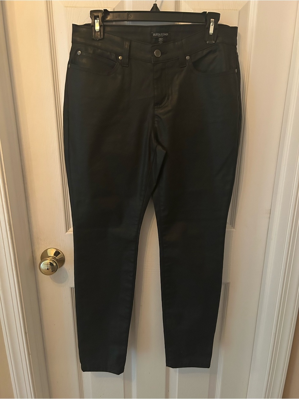 Eileen Fisher Black Skinny Coated Pants